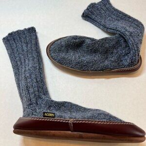 Acorn Unisex Slipper Sock Blue Ragg Wool Size XS Women’s 6.5 to 7
